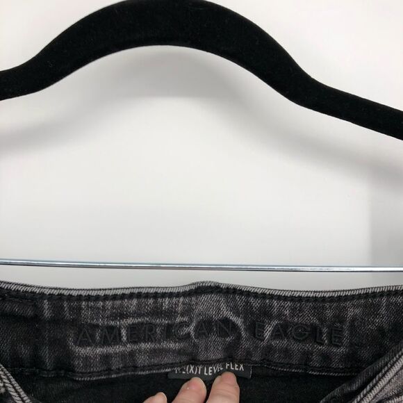 AMERICAN EAGLE Next Level Flex Stretch Ripped Knee Slim Leg Jeans Black Wash - Picture 7 of 9